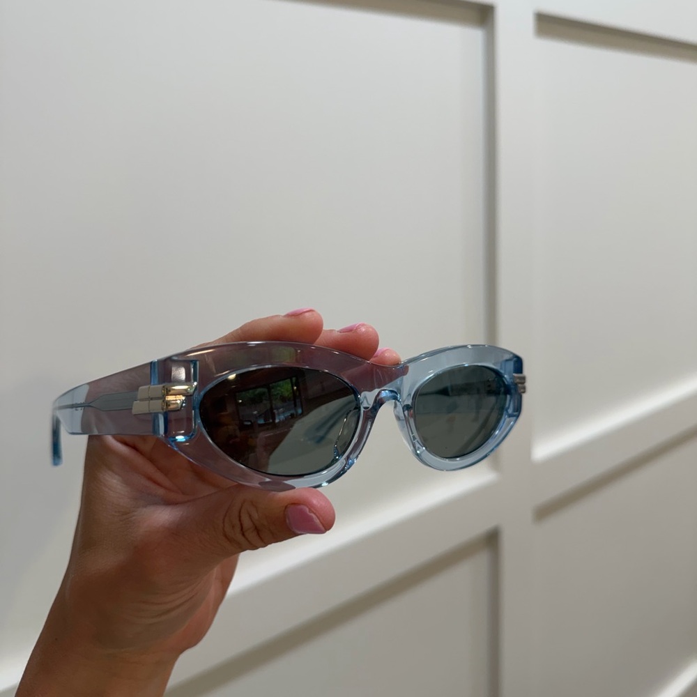 Bottega Veneta Translucent Light Blue Frame Sunglasses with Gray Lenses - Picture 3 of 3